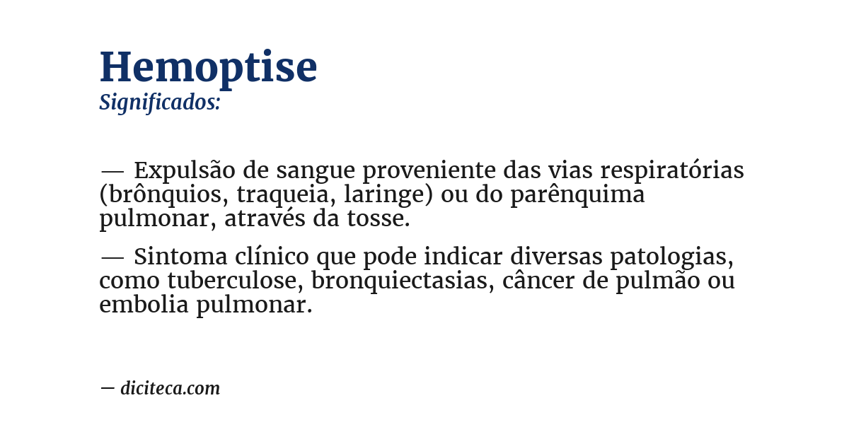 Significado de hemoptise
