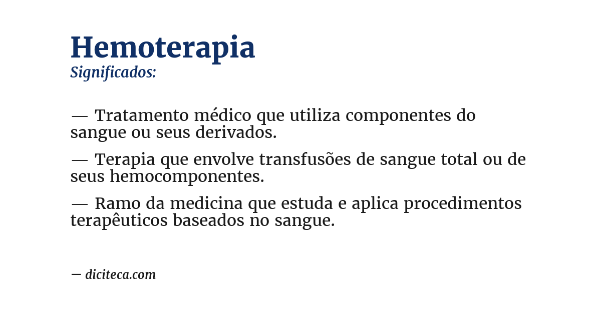 Significado de hemoterapia