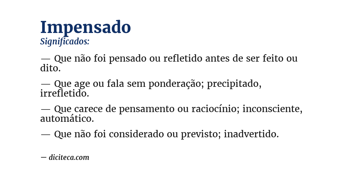 Significado de impensado