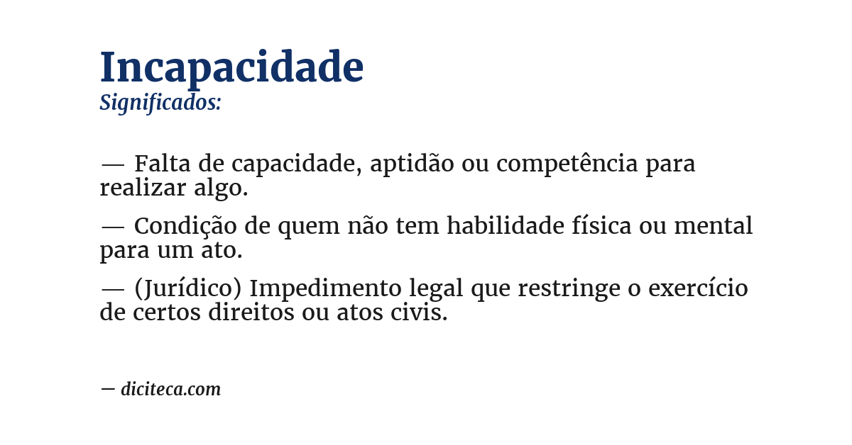 Significado de incapacidade