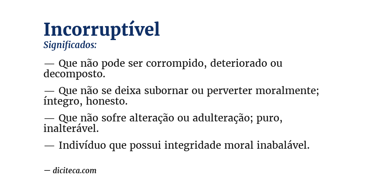 Significado de incorruptível