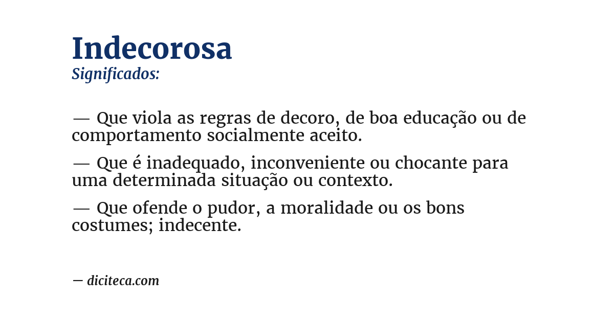 Significado de indecorosa