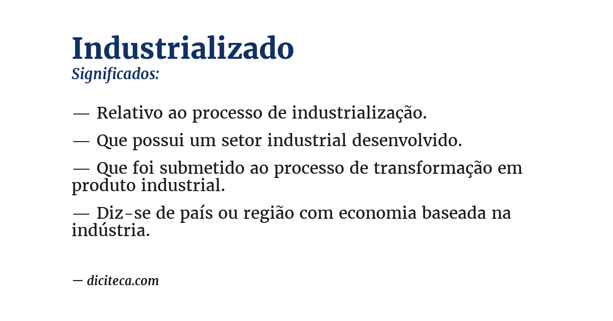 Significado de industrializado