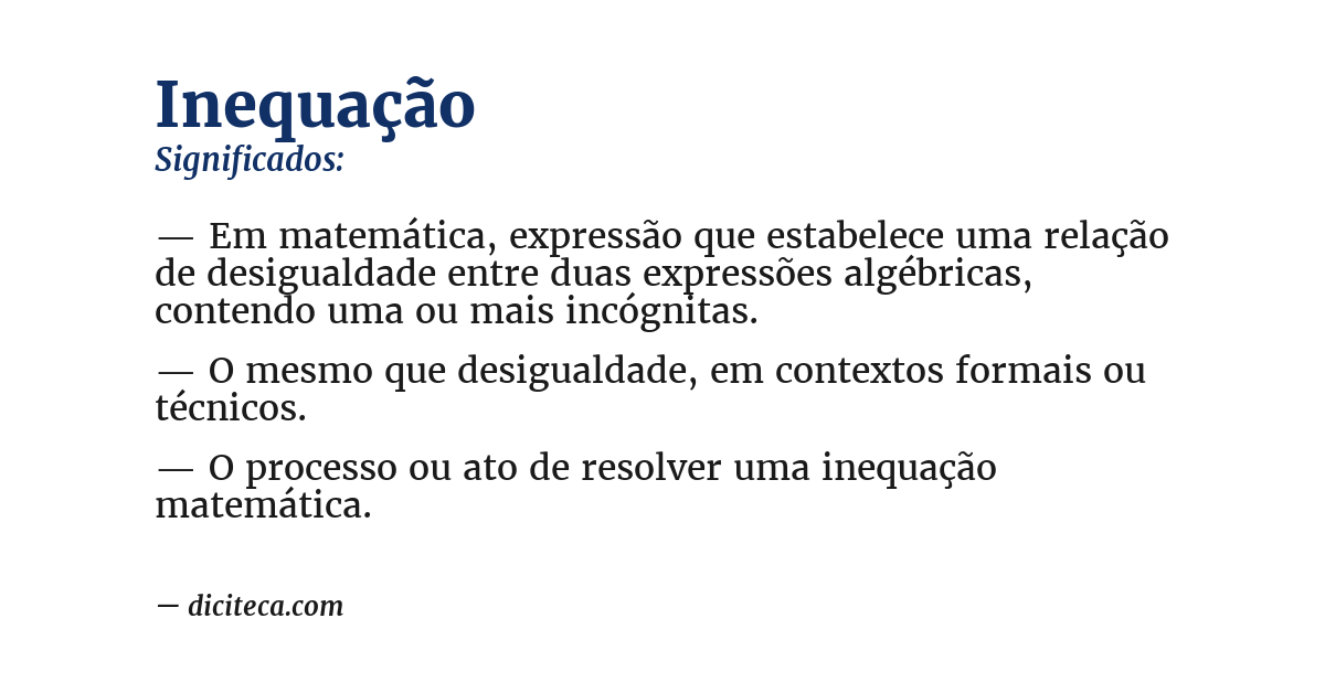 Significado de inequação