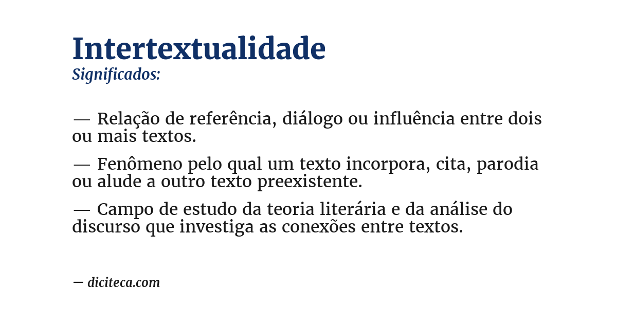 Significado de intertextualidade
