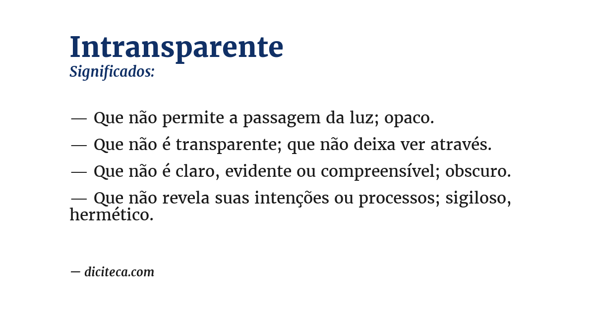 Significado de intransparente