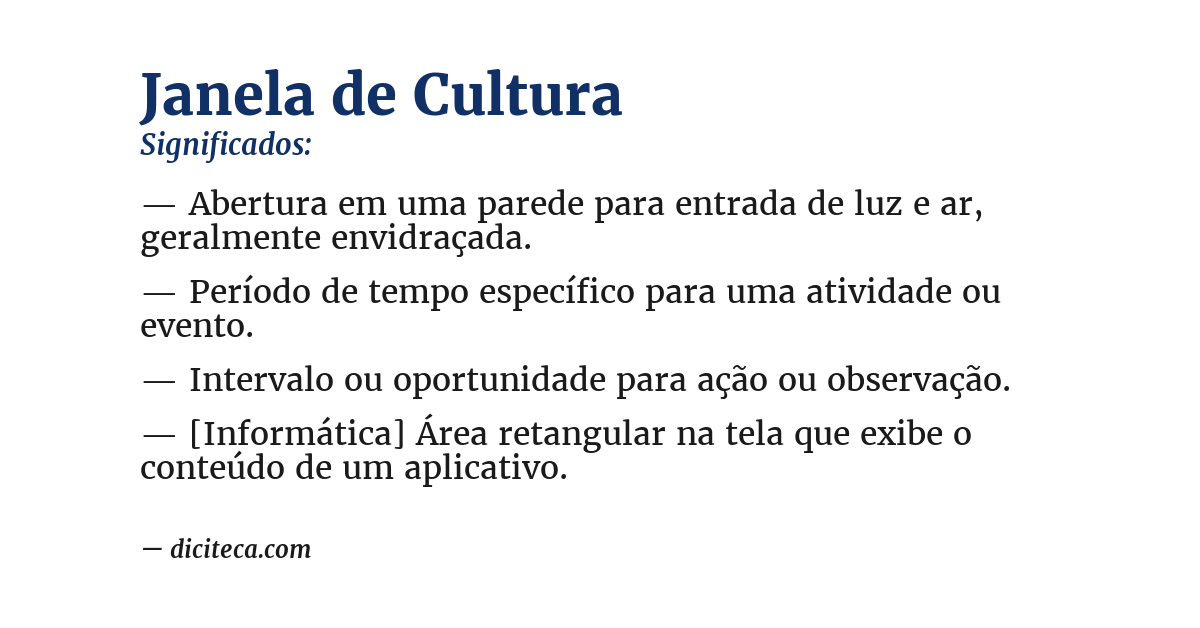 Significado de janela de cultura
