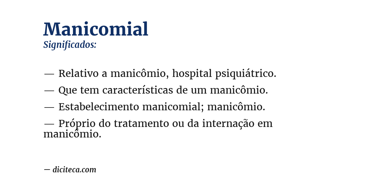 Significado de manicomial