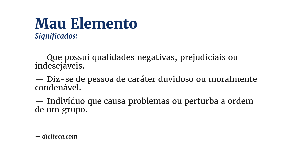 Significado de mau elemento