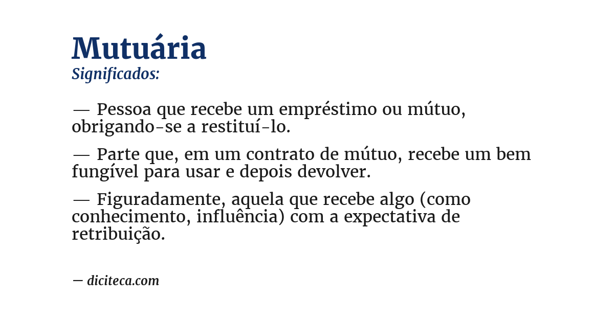 Significado de mutuária