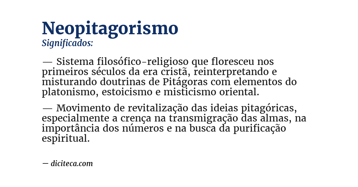 Significado de neopitagorismo