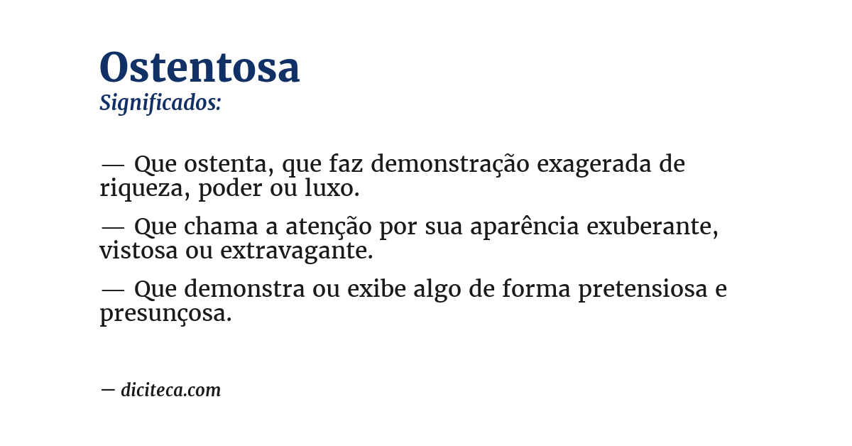 Significado de ostentosa