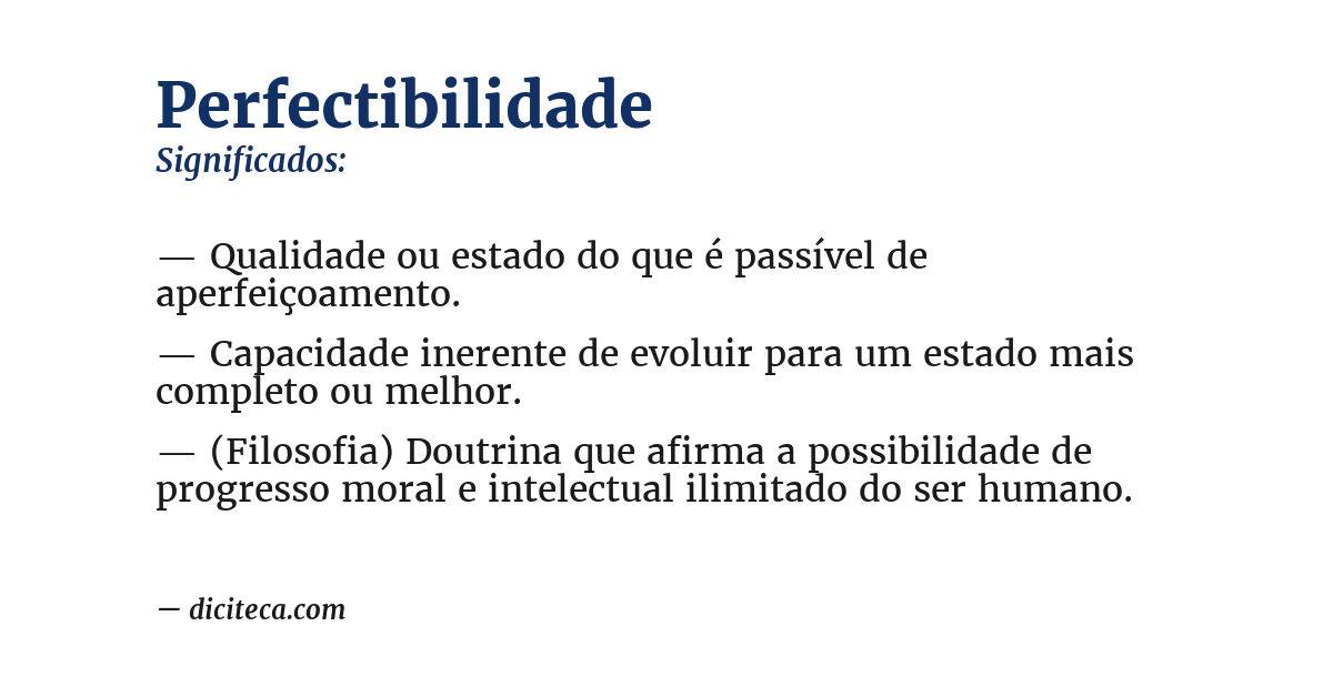 Significado de perfectibilidade