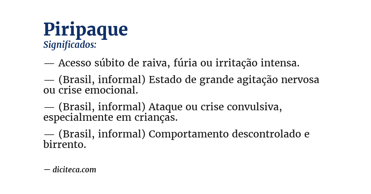 Significado de piripaque