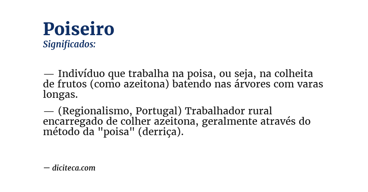 Significado de poiseiro