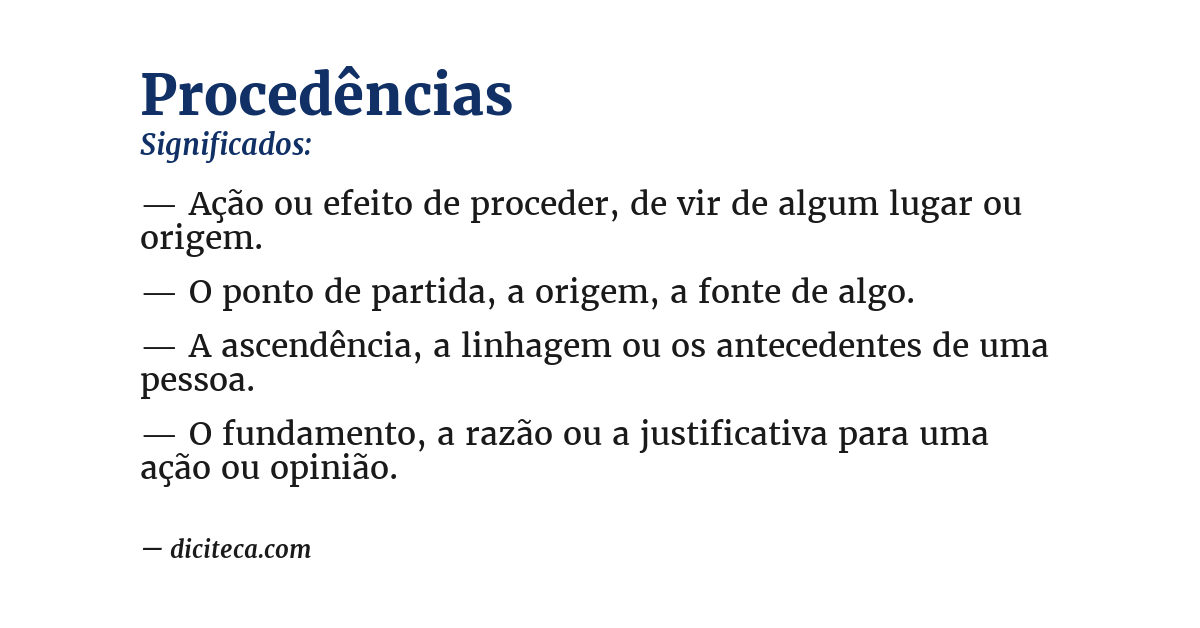 Significado de procedências