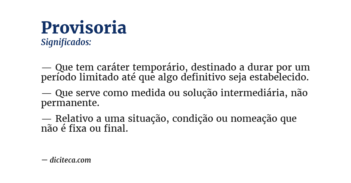 Significado de provisoria
