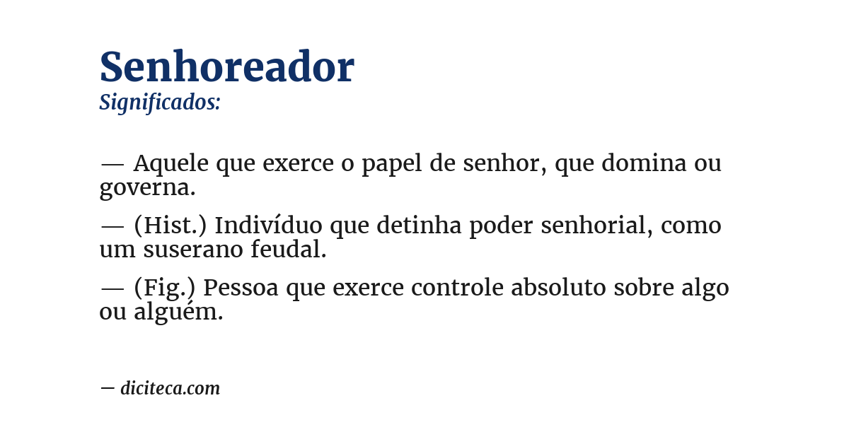 Significado de senhoreador