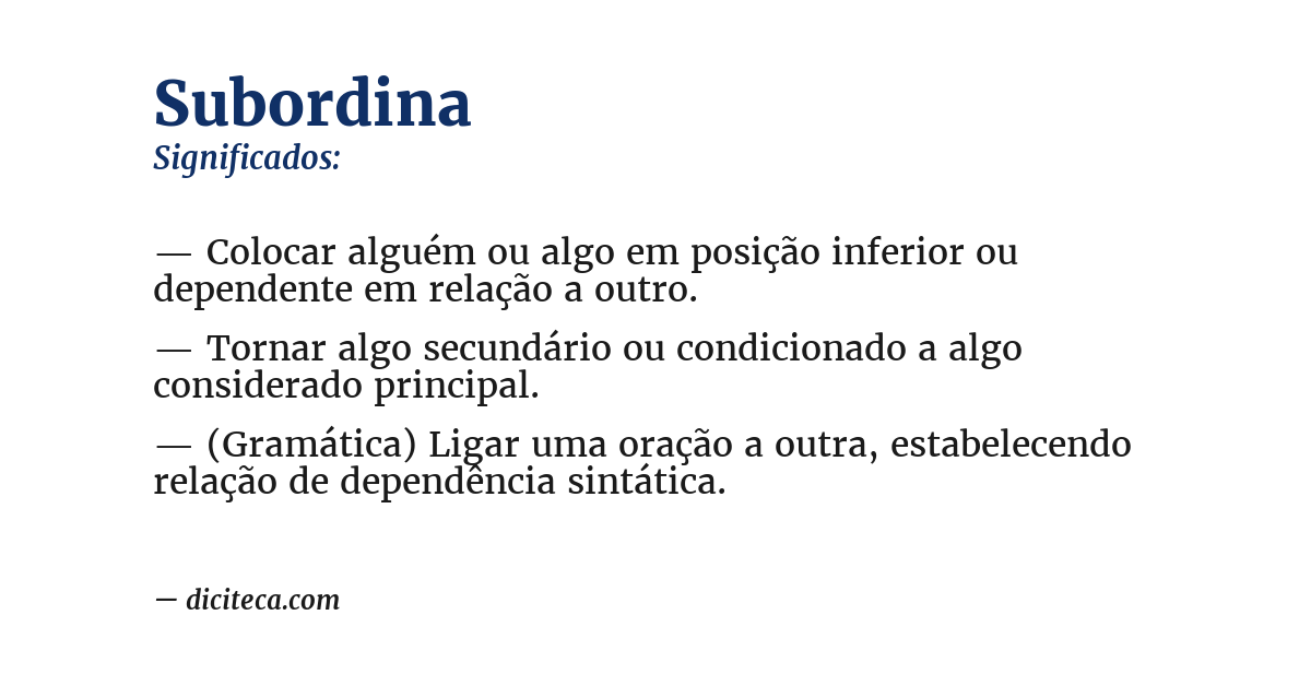 Significado de subordina
