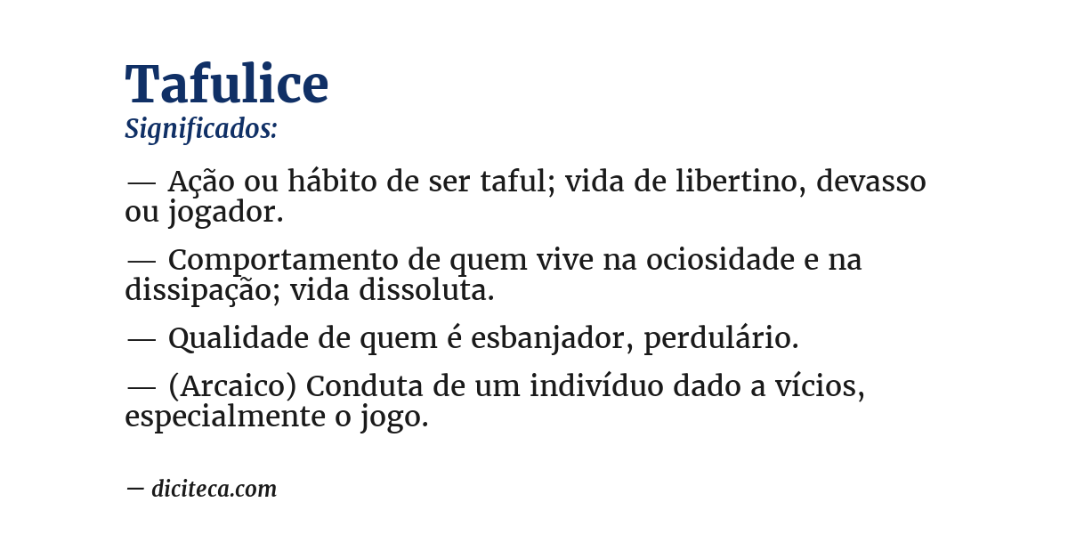 Significado de tafulice