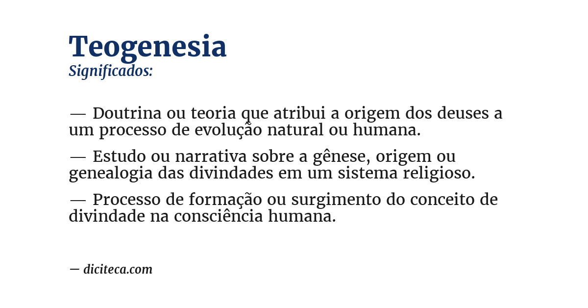 Significado de teogenesia