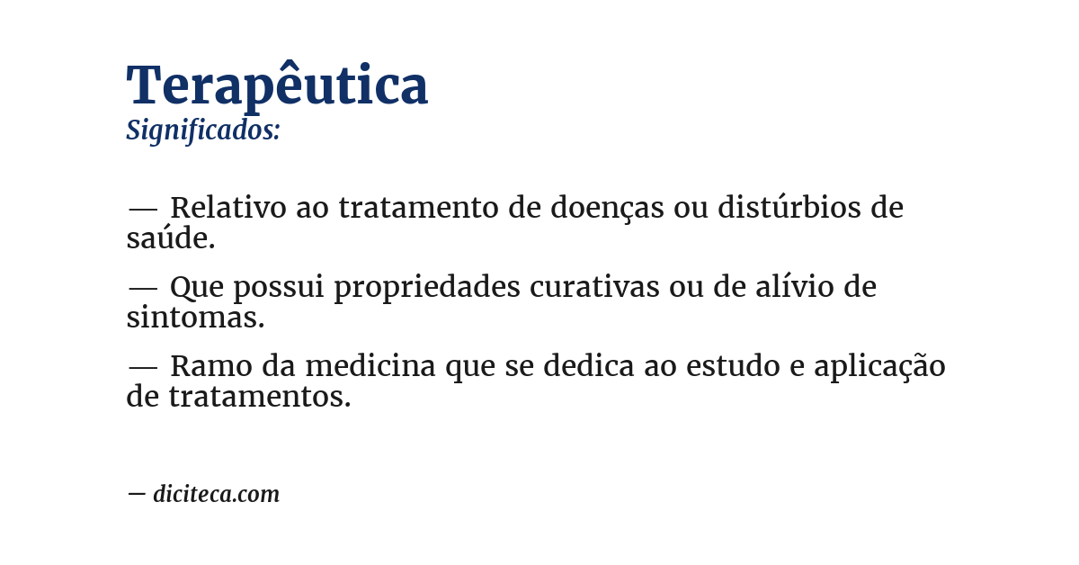 Significado de terapêutica