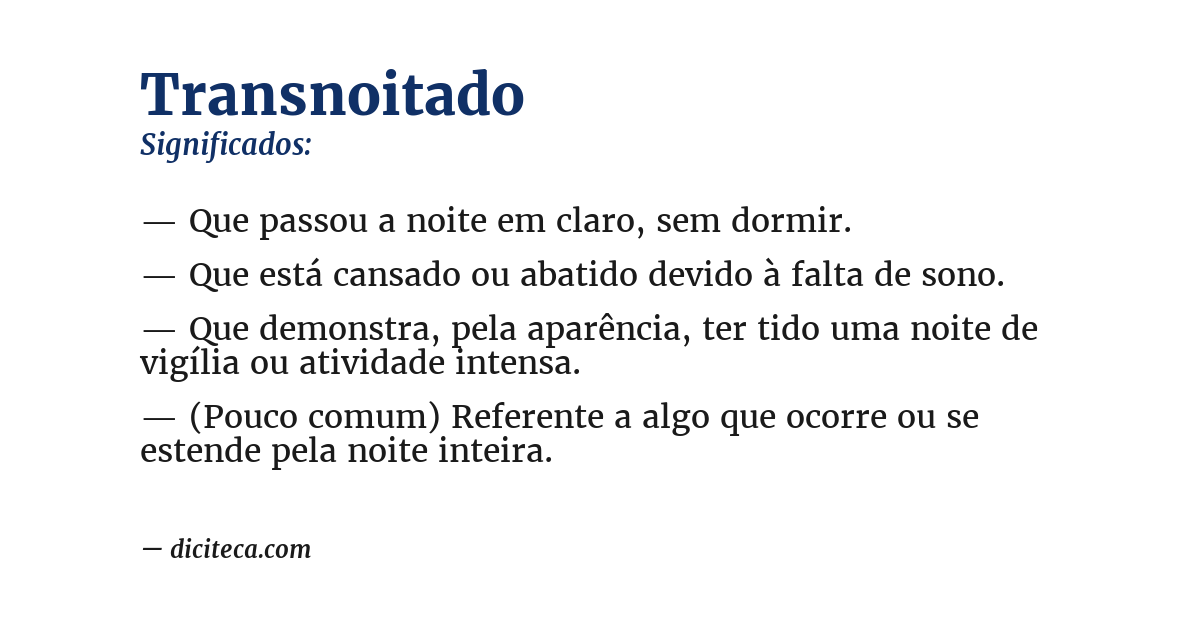 Significado de transnoitado