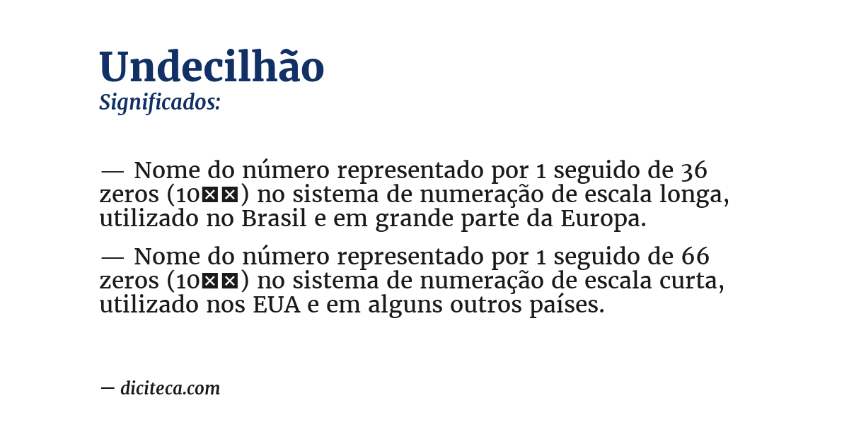 Significado de undecilhão