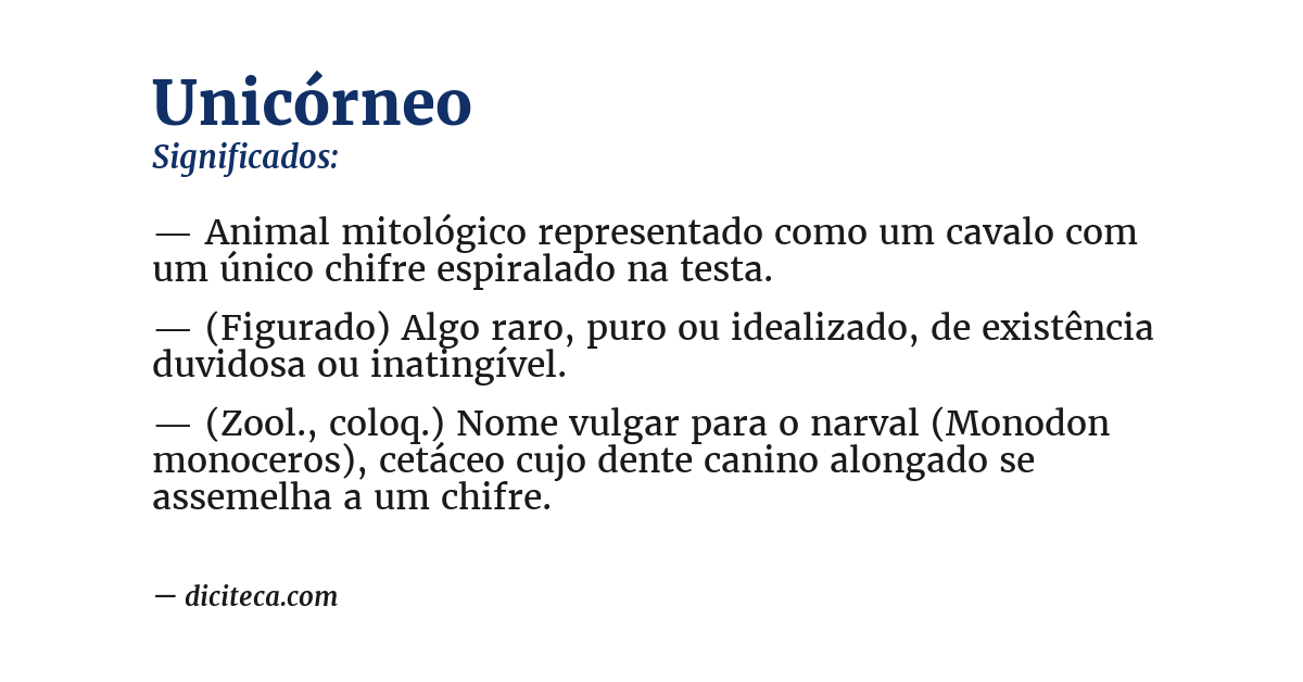 Significado de unicórneo