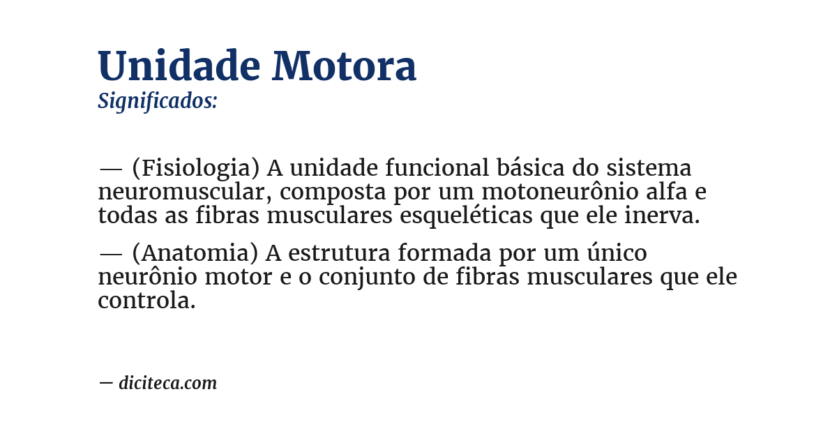 Significado de unidade motora