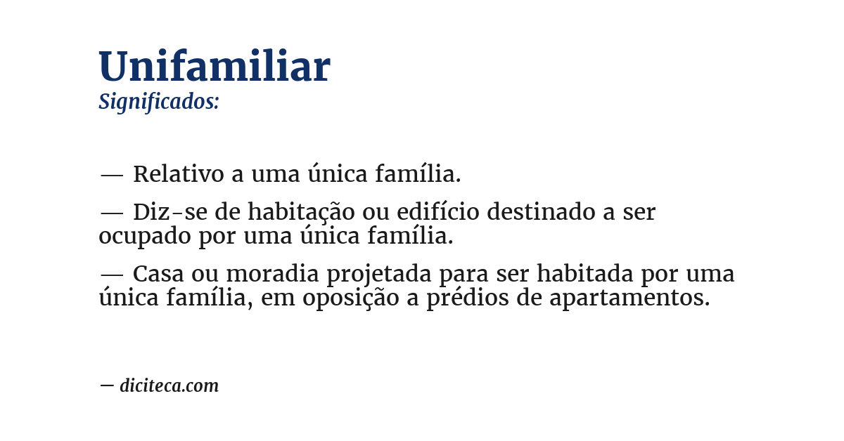 Significado de unifamiliar
