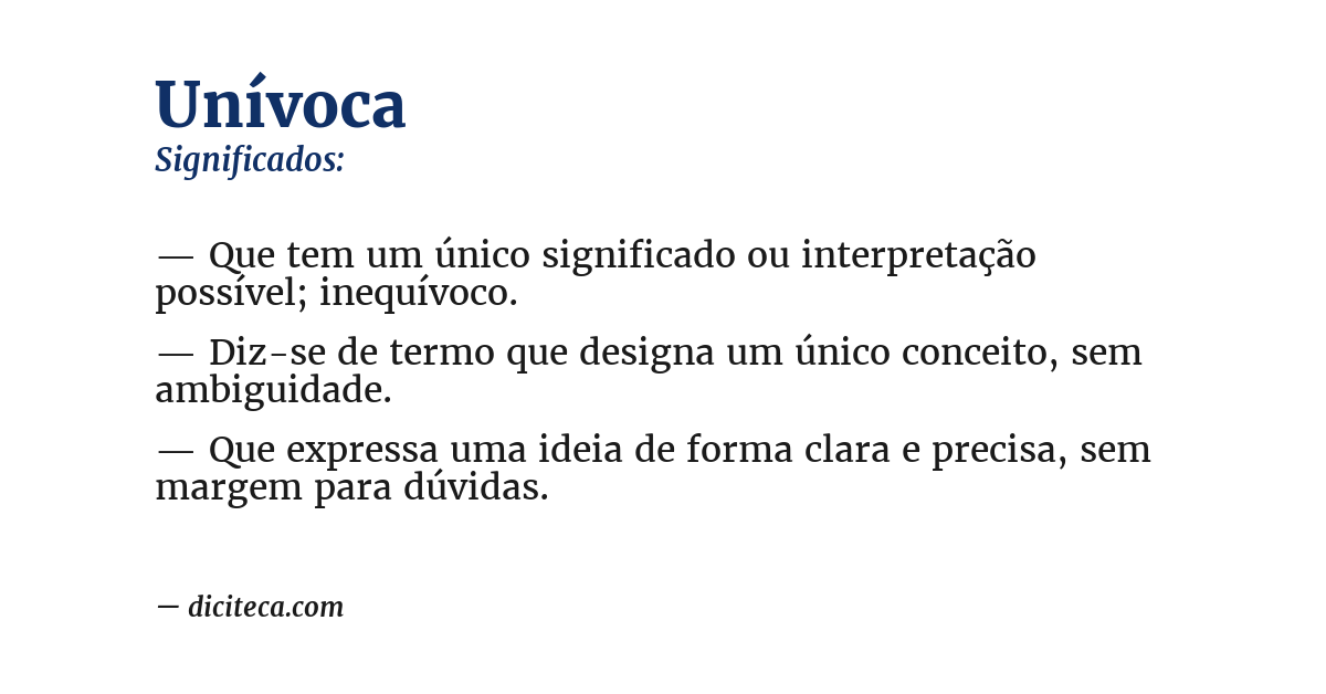 Significado de unívoca