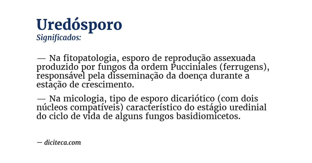 Significado de uredósporo