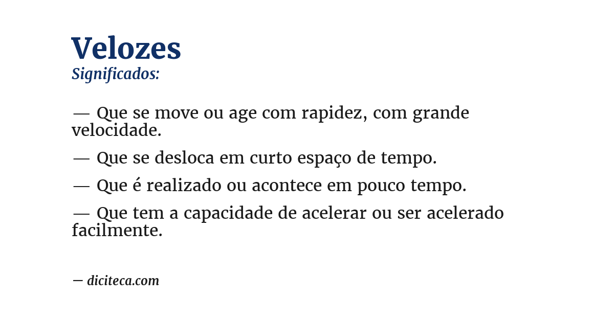 Significado de velozes
