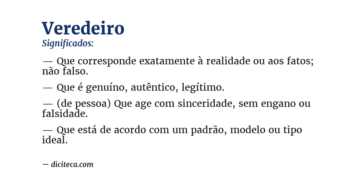 Significado de veredeiro
