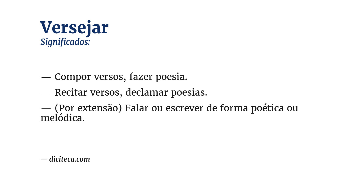 Significado de versejar