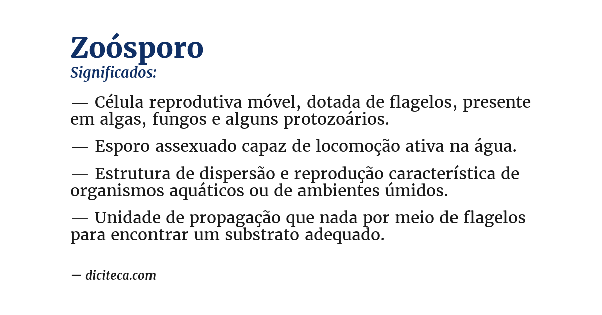 Significado de zoósporo