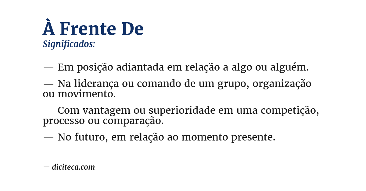 Significado de à frente de