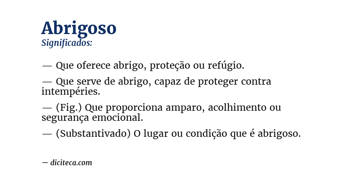 Significado de abrigoso