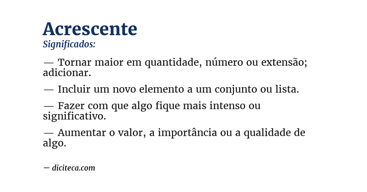Significado de acrescente