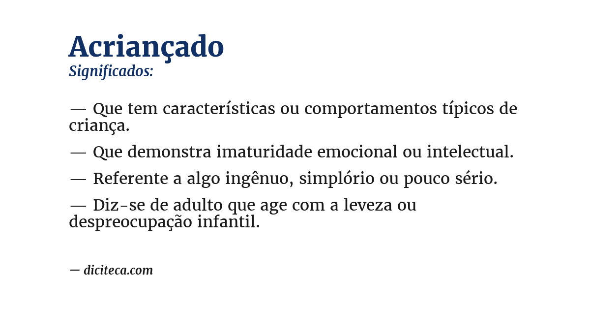 Significado de acriançado