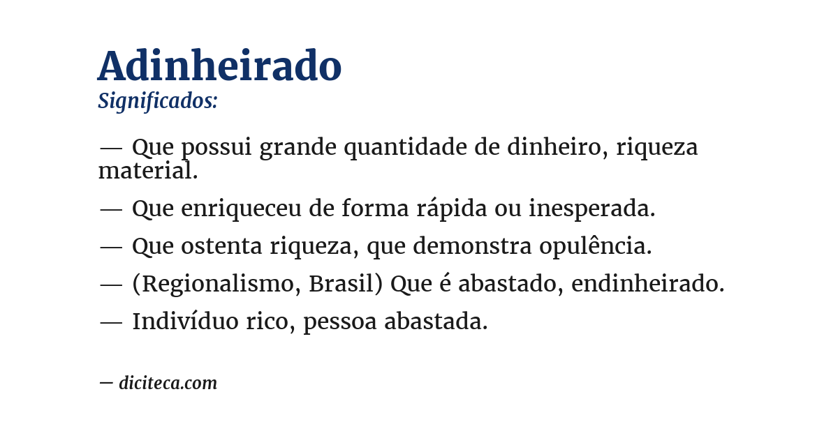 Significado de adinheirado