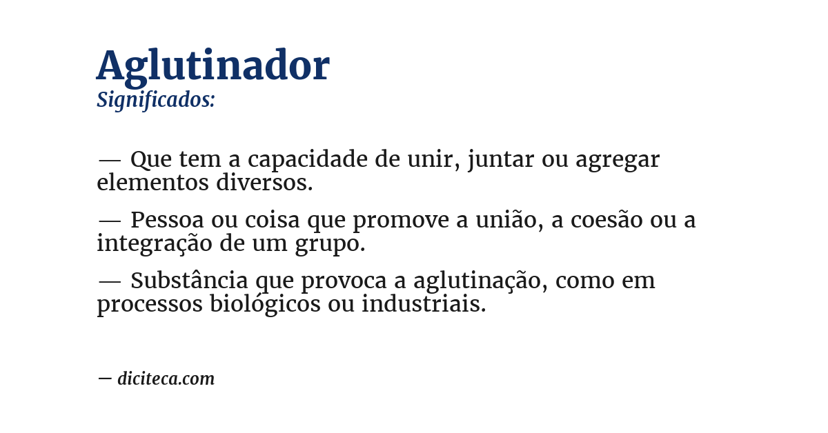 Significado de aglutinador