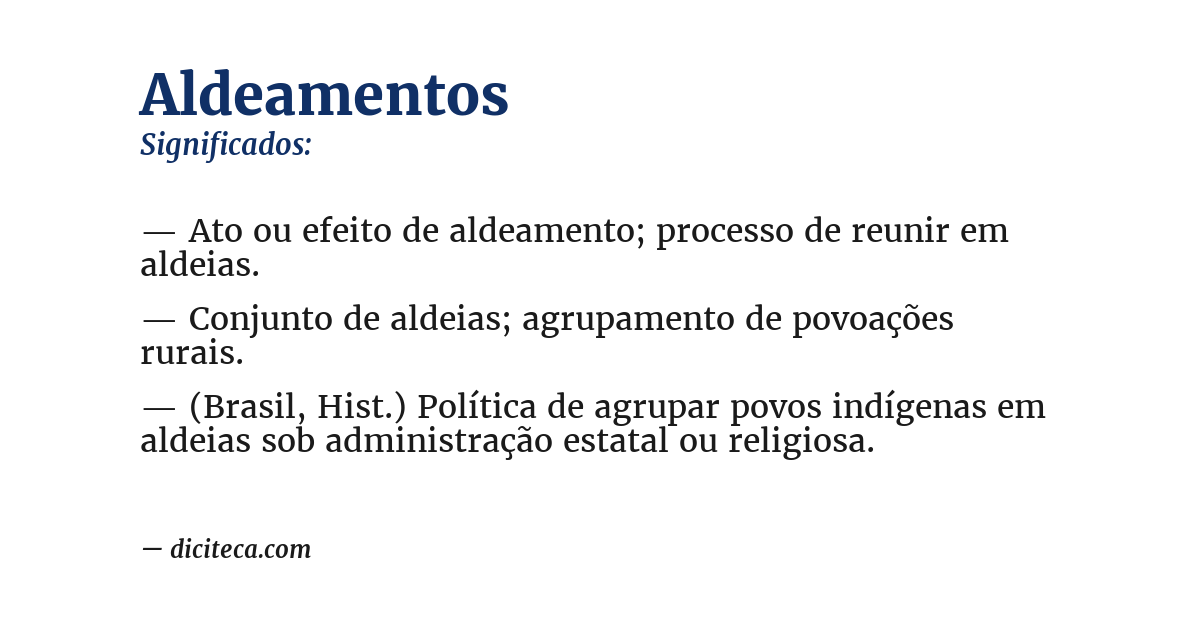 Significado de aldeamentos