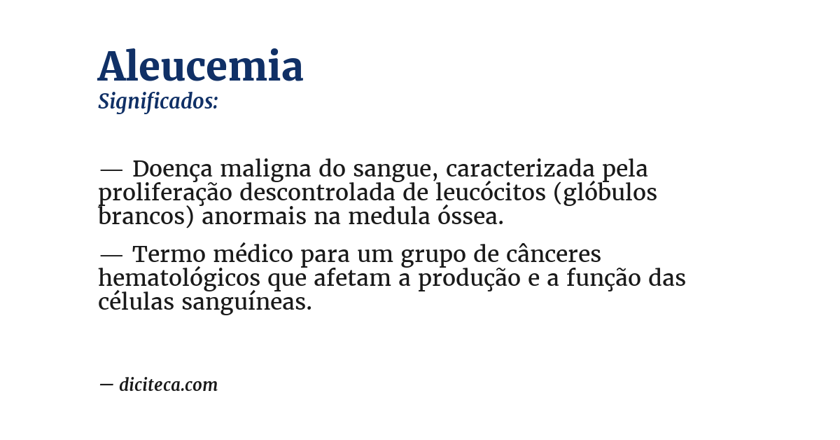 Significado de aleucemia