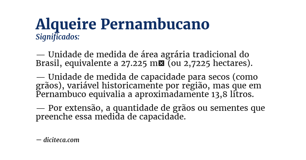 Significado de alqueire pernambucano