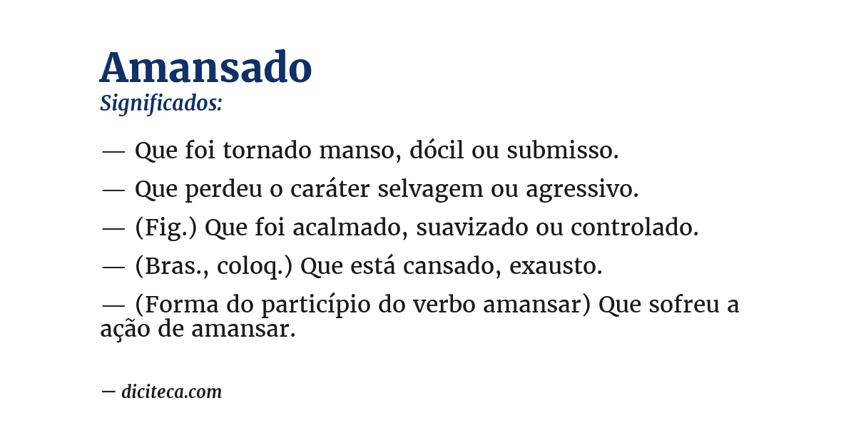 Significado de amansado