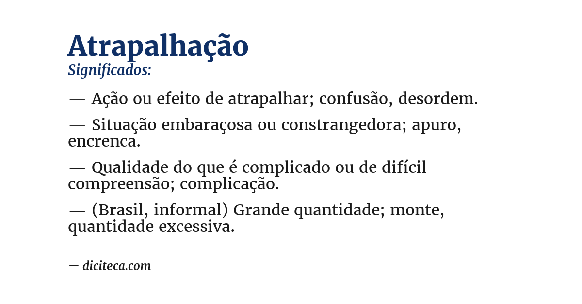 Significado de atrapalhação
