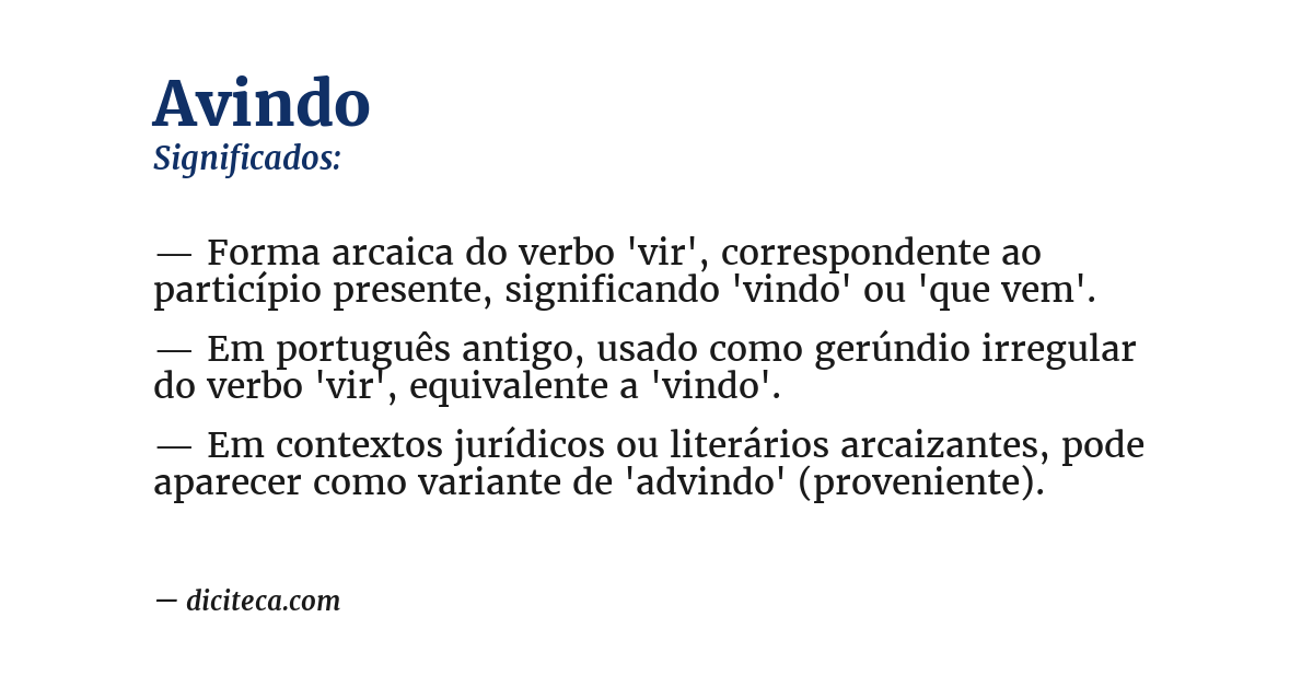 Significado de avindo