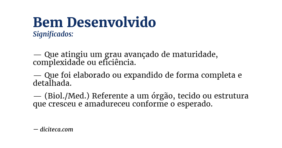 Significado de bem desenvolvido